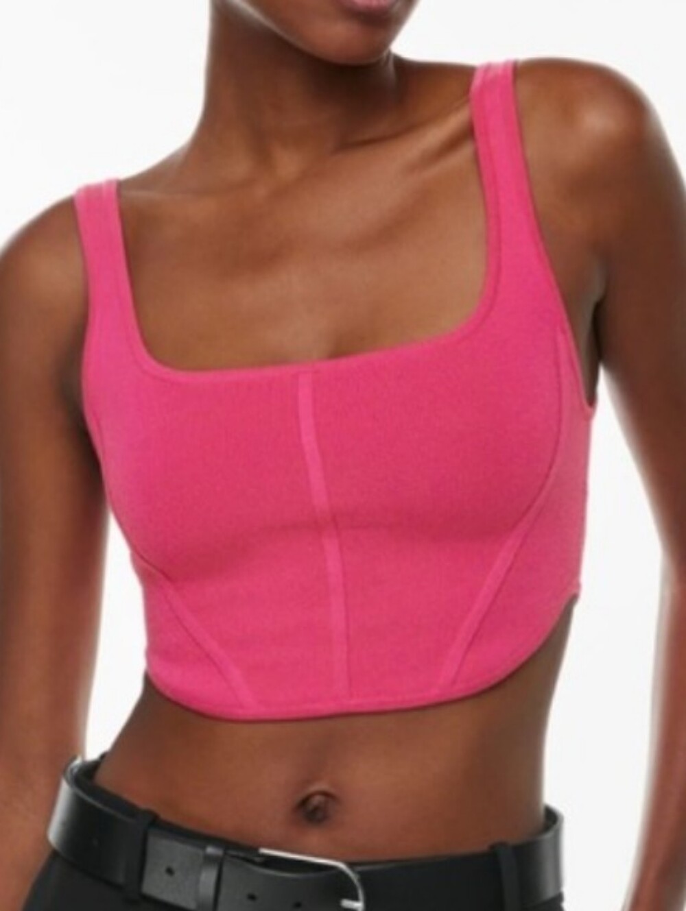 Aritzia Babaton Sculpt Knit Bustier Tank Eros Pink Womens Size XL Barbiecore Top